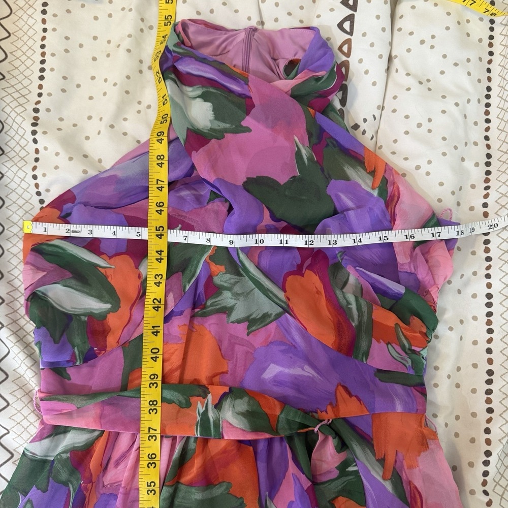 London Style Collection Floral Halter Maxi Dress Purple Pink Size 10 - Picture 7 of 7